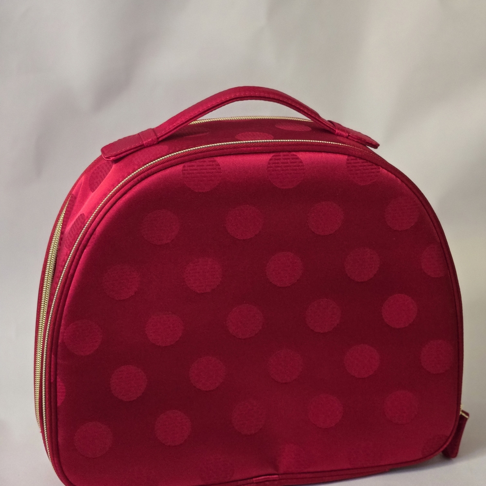 Hot Pink Polka Dot Dome Cosmetic Case with Top Handle